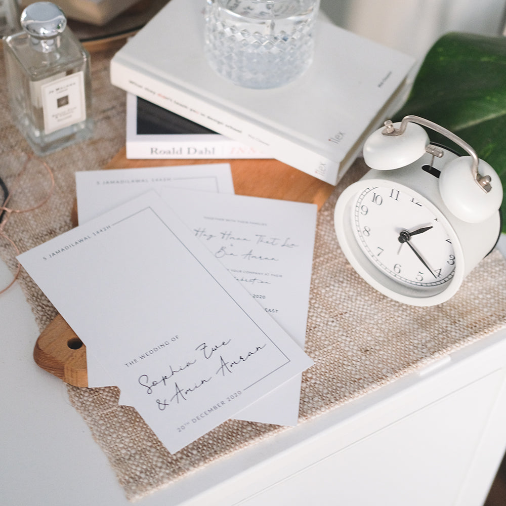 Minimal White Wedding Invitations | Affordable Wedding Card SG