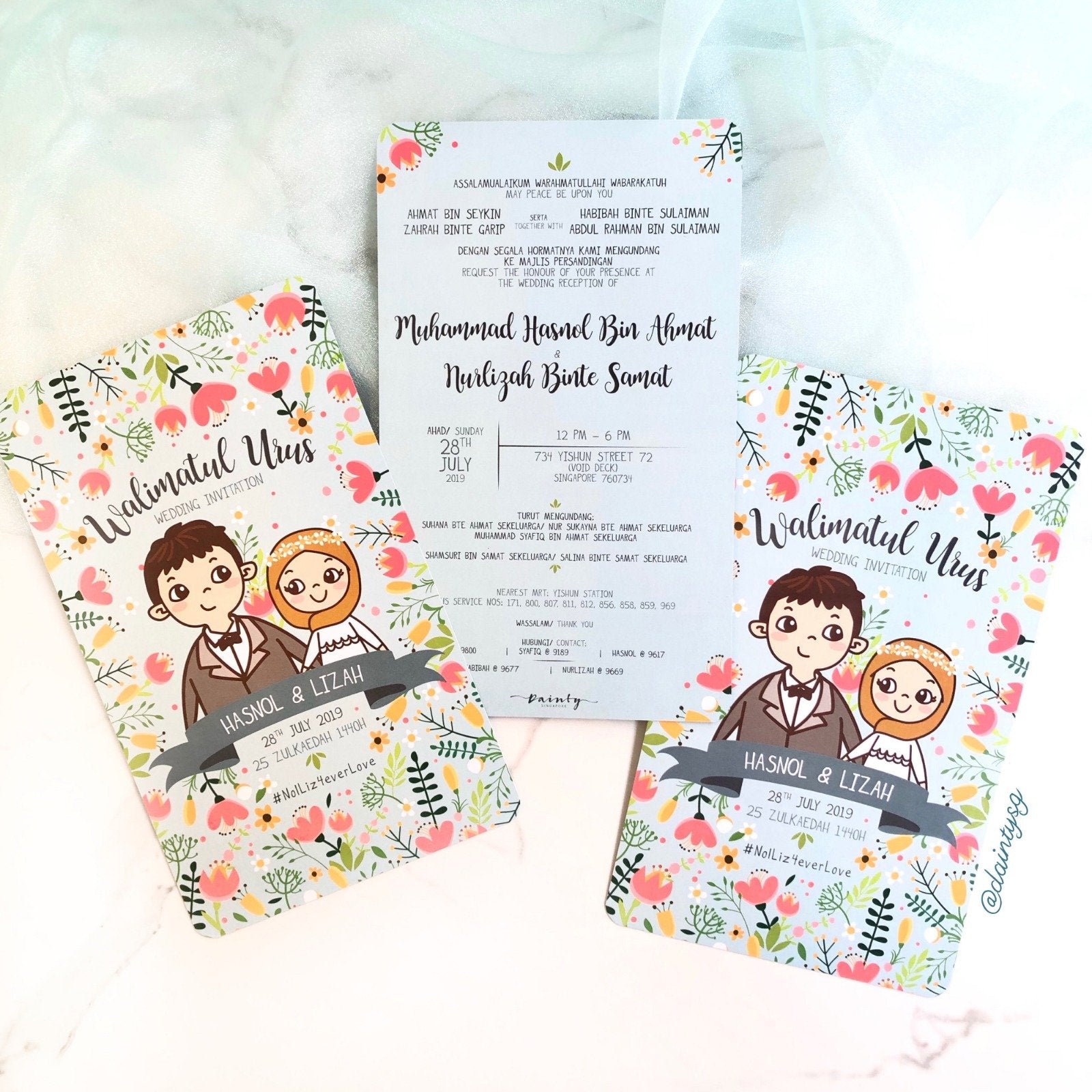 Bride And Groom Illustrated Invitations | SG Wedding Invitations