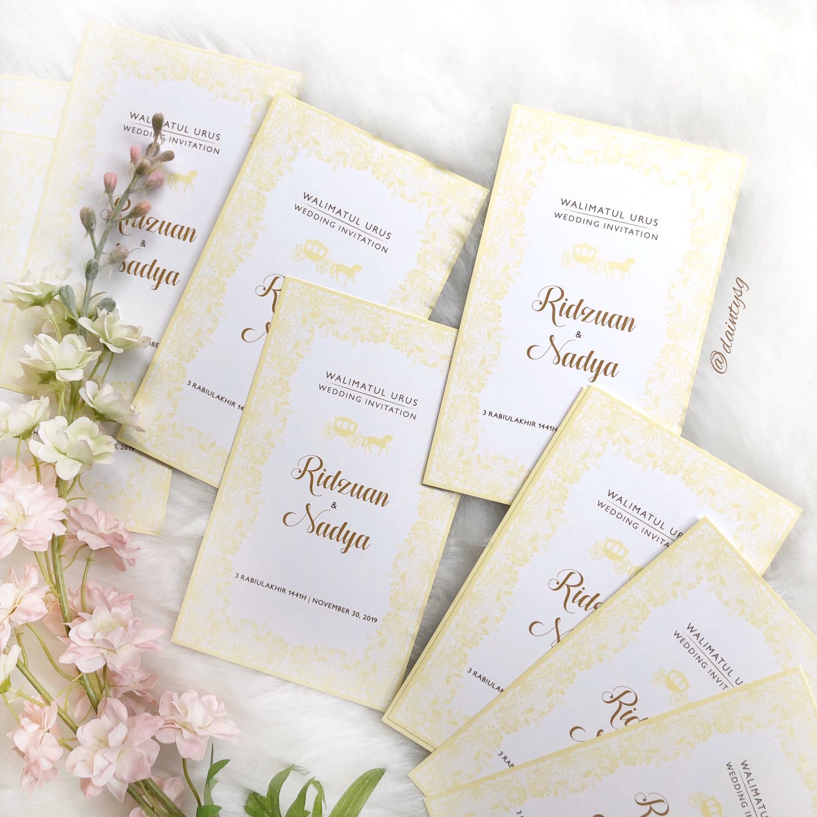 Modern Pale Yellow Lace Wedding Invitations | Wedding Card SG
