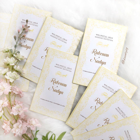 Modern Pale Yellow Lace Wedding Invitations | Wedding Card SG
