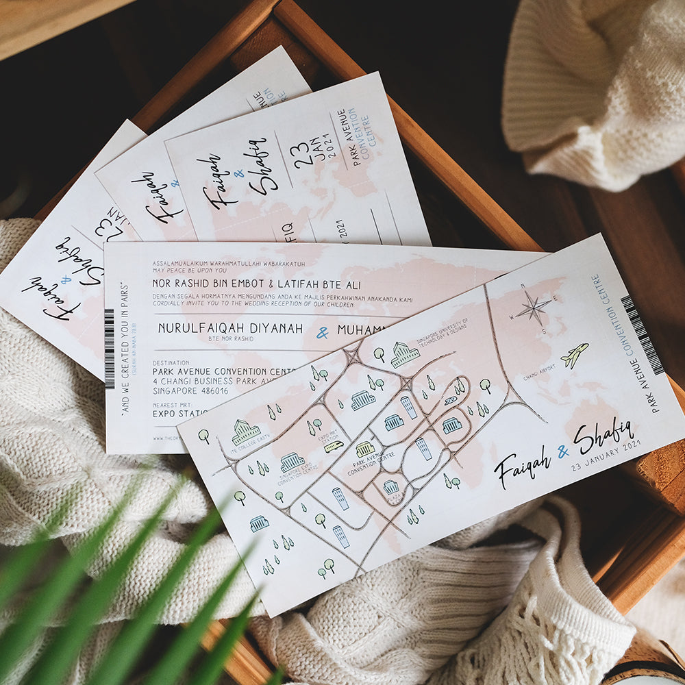 Boarding Pass Wedding Invitations | Wedding Cards SG | Kad Kahwin SG