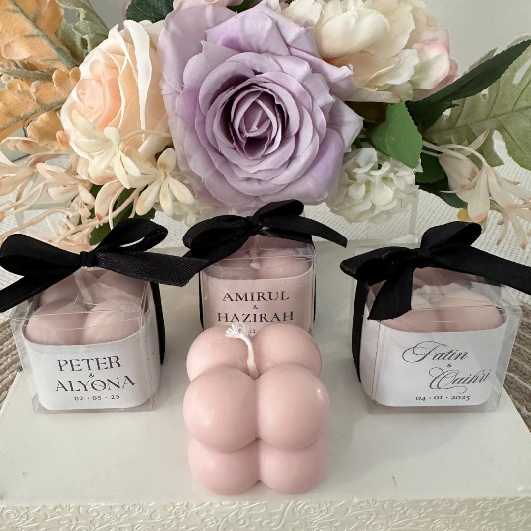 SCENTED BUBBLE CANDLE WITH PERSONALIZED SLEEVE + PVC BOX