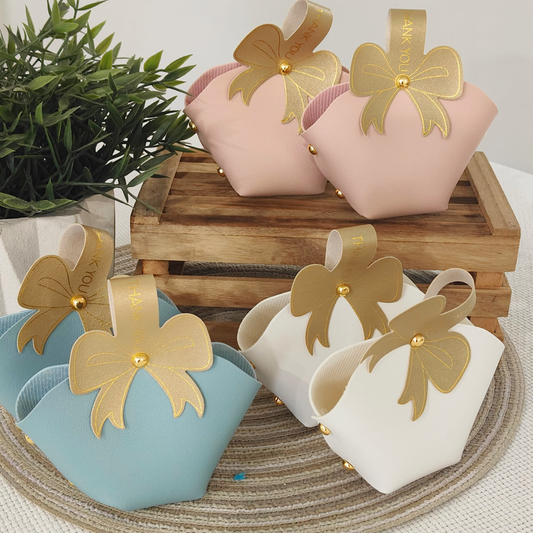 RIBBON MINI BAG; PINK, BLUE & WHITE