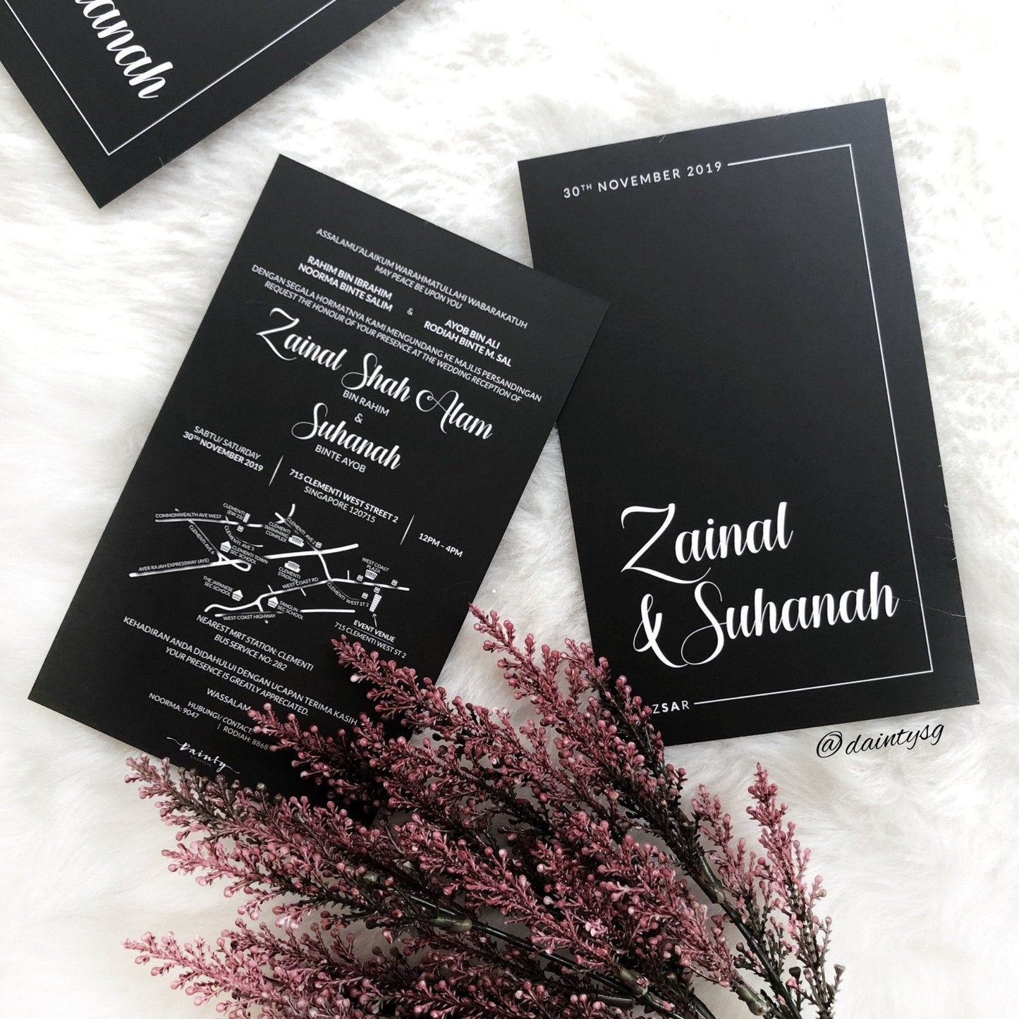 Minimal Black Wedding Invitations | Kad Kahwin Singapore