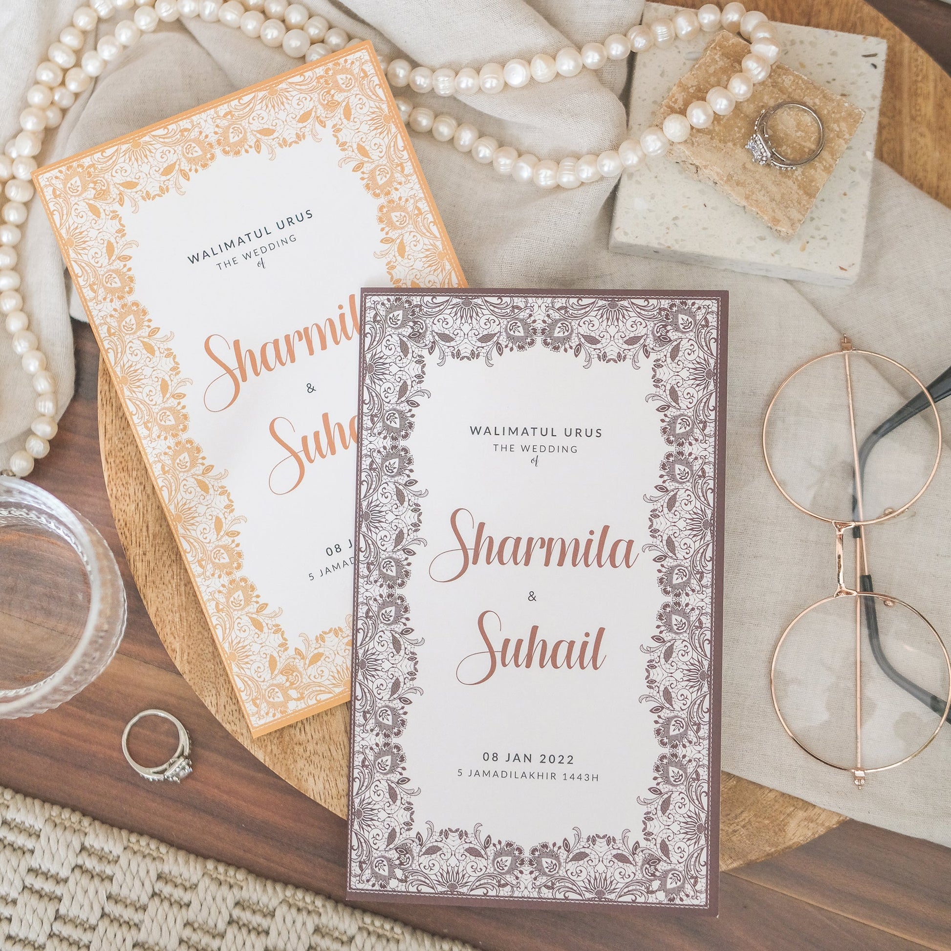 Elegant Purple Lace Folded Wedding Invitations | Kad Kahwin Singapore