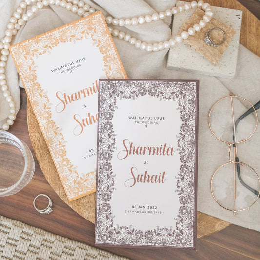 Elegant Purple Lace Folded Wedding Invitations | Kad Kahwin Singapore