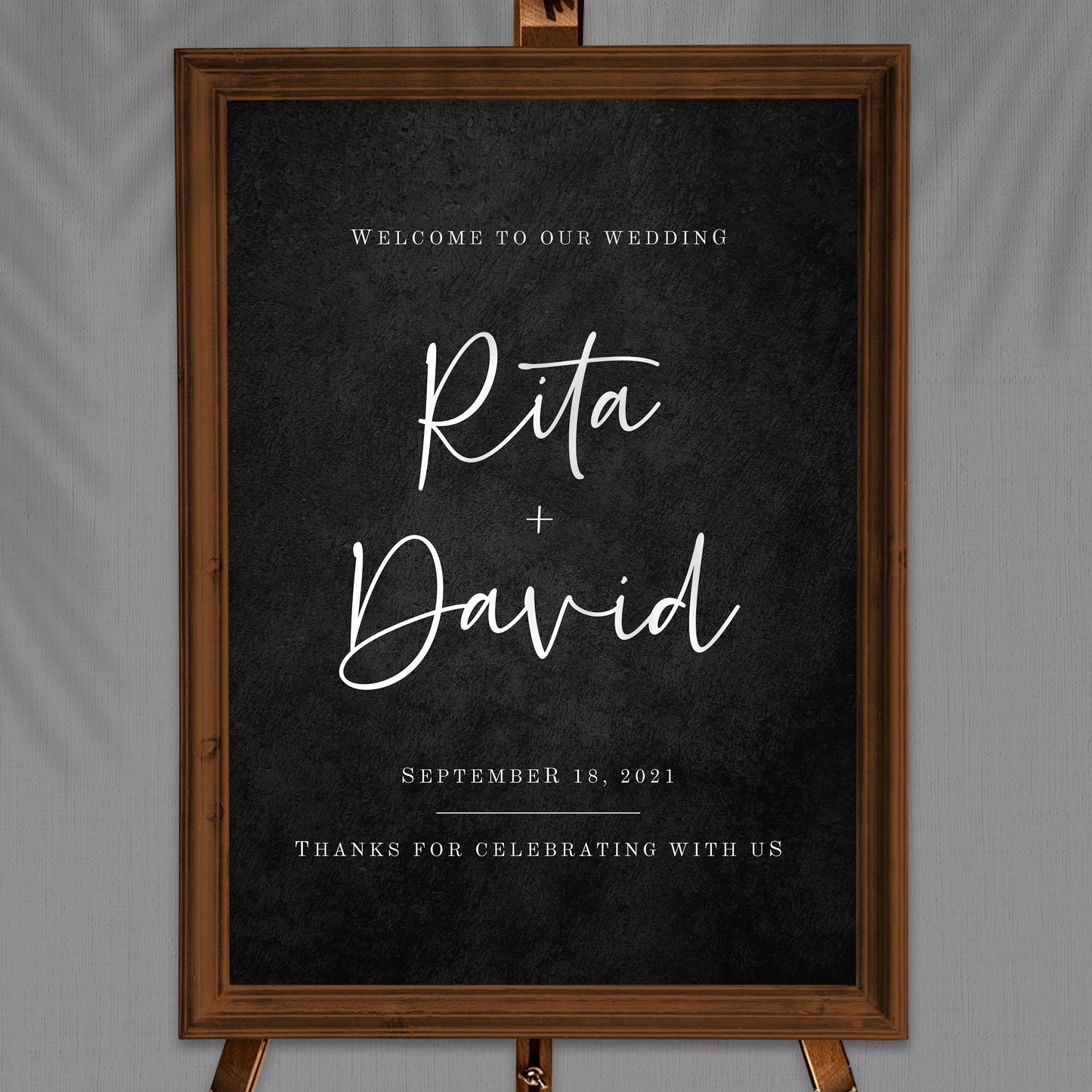 Modern Black Wedding Welcome Board | Wedding Welcome Sign 