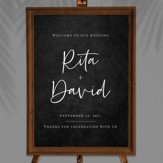 Modern Black Wedding Welcome Board | Wedding Welcome Sign 