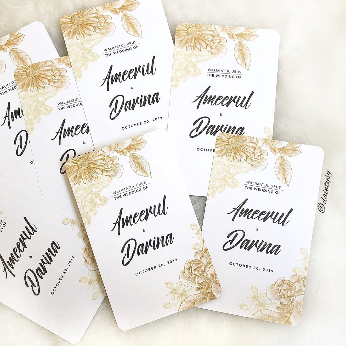Elegant Gold Floral Wedding Invitations | Affordable Wedding Card SG