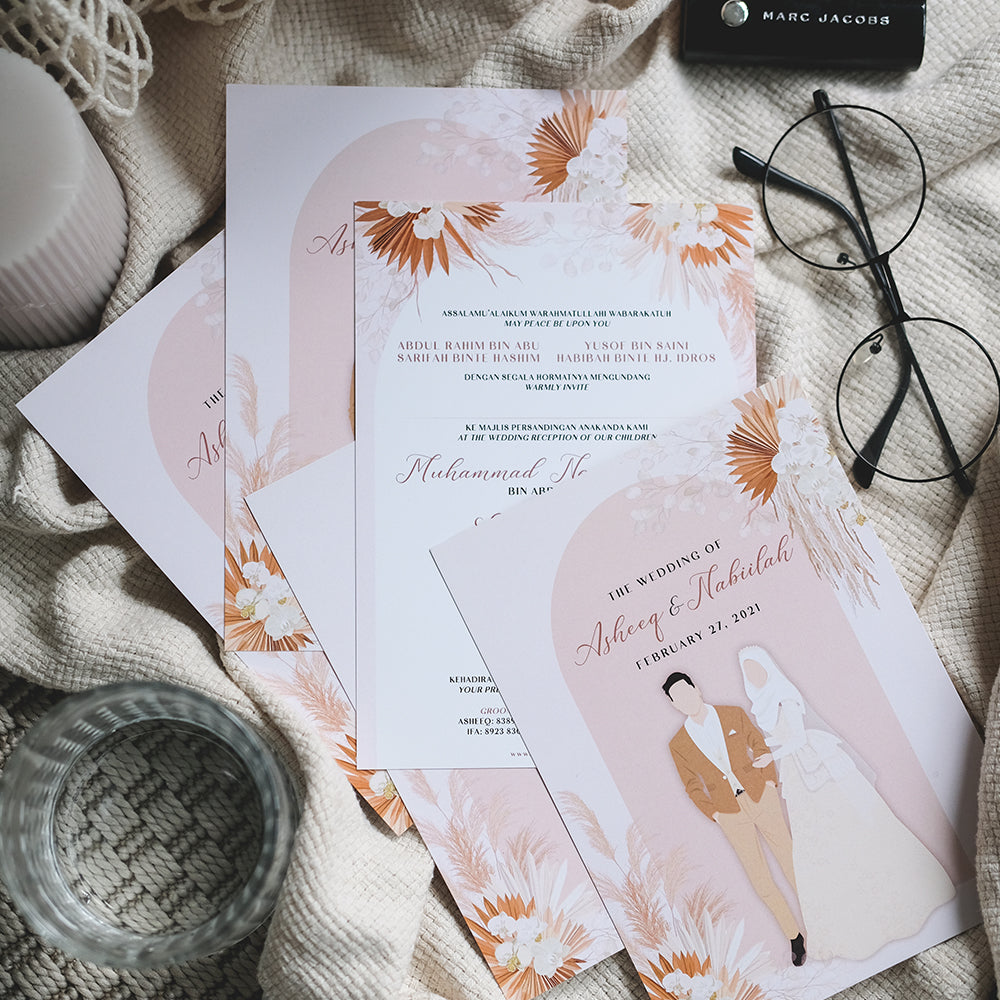 Bohemian Pampas Wedding Invitations | Singapore Wedding Card
