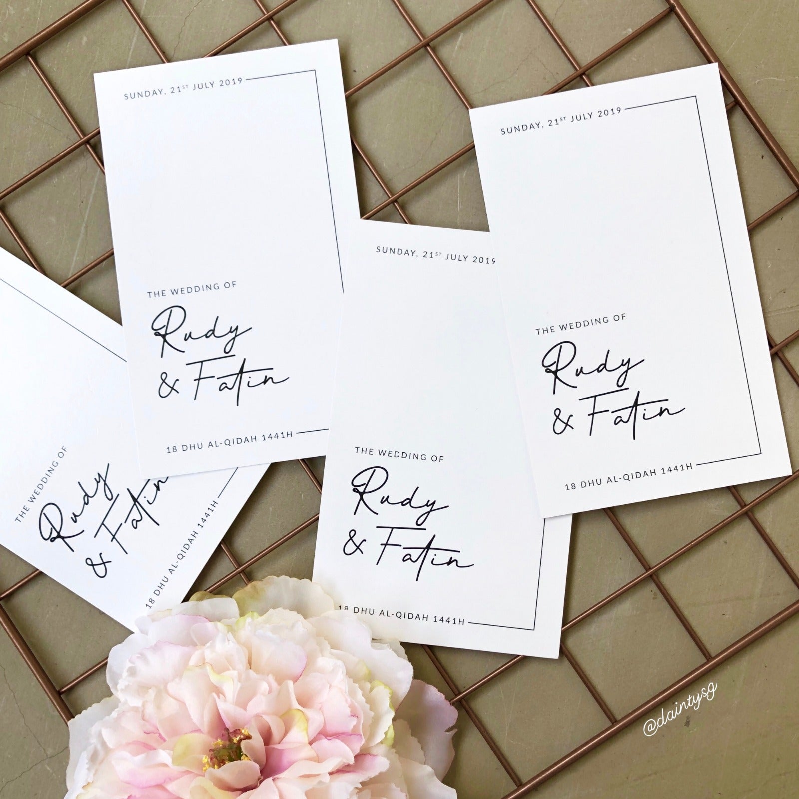 Modern Minimal White And Black Wedding Invitations. THEORY OF TWO STUDIO is based and shipped from Singapore