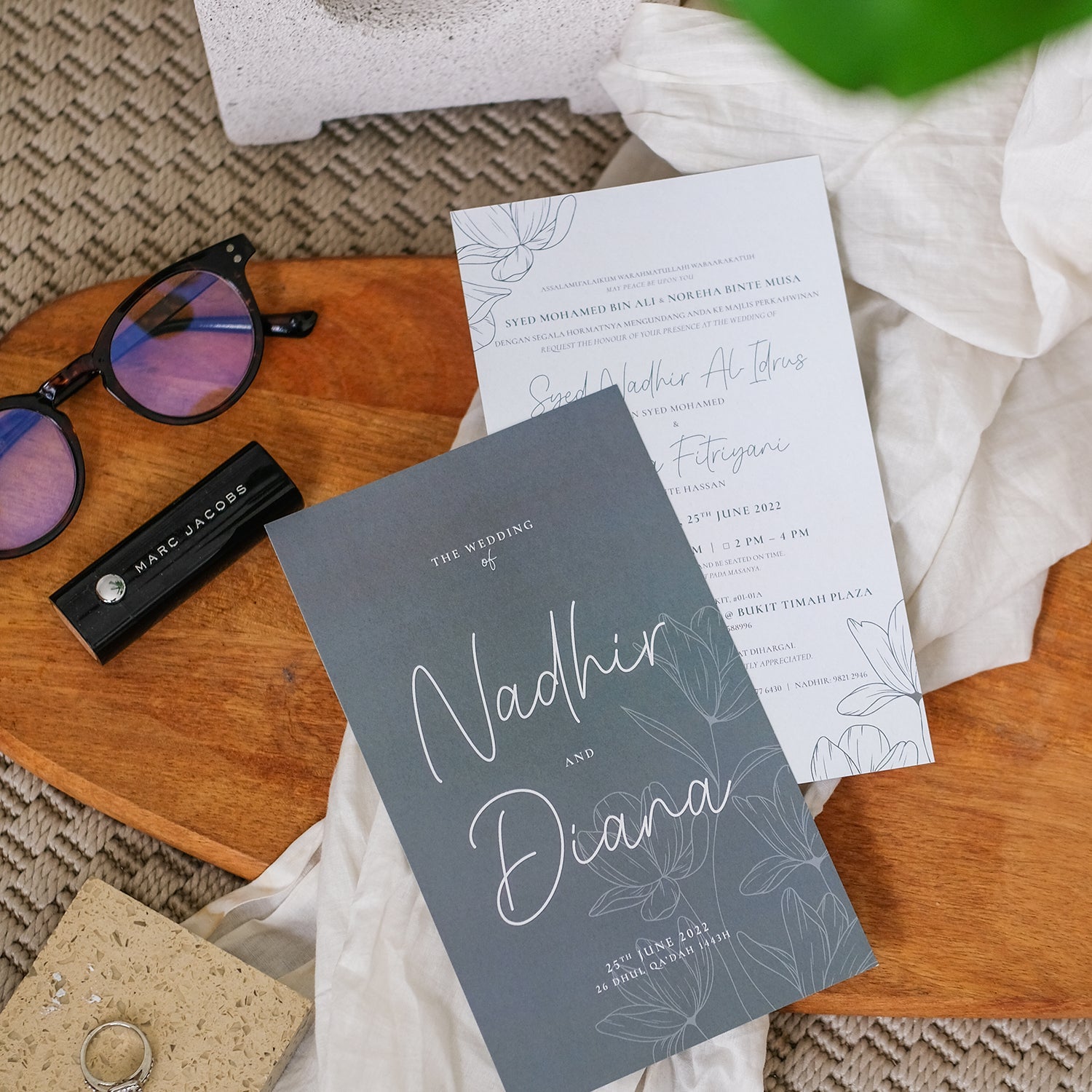 Sage Green Bloom Series Floral Outline Wedding Invitations | Singapore Wedding Card