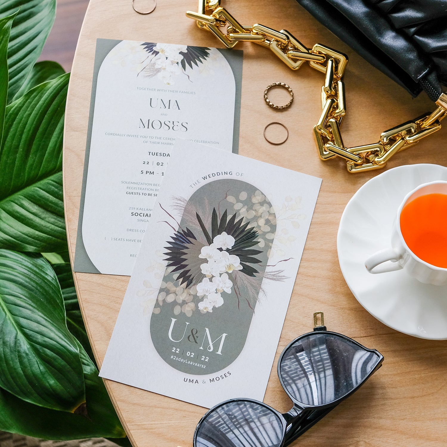 Romantic Pampas in Olive Green Wedding Invitations Suite | Singapore Wedding Card