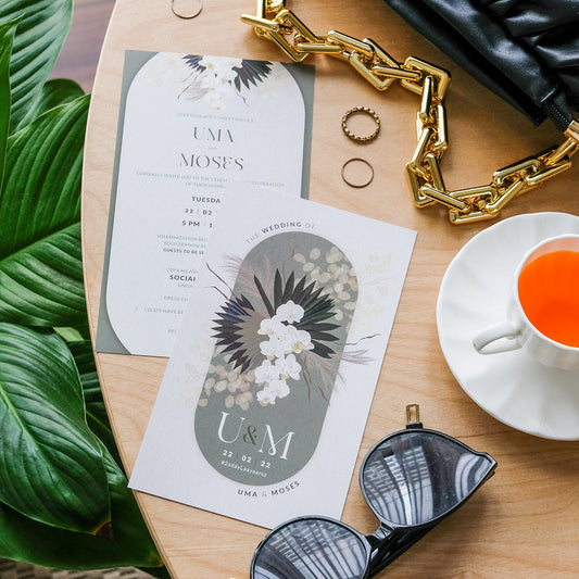 Romantic Pampas in Olive Green Wedding Invitations Suite | Singapore Wedding Card