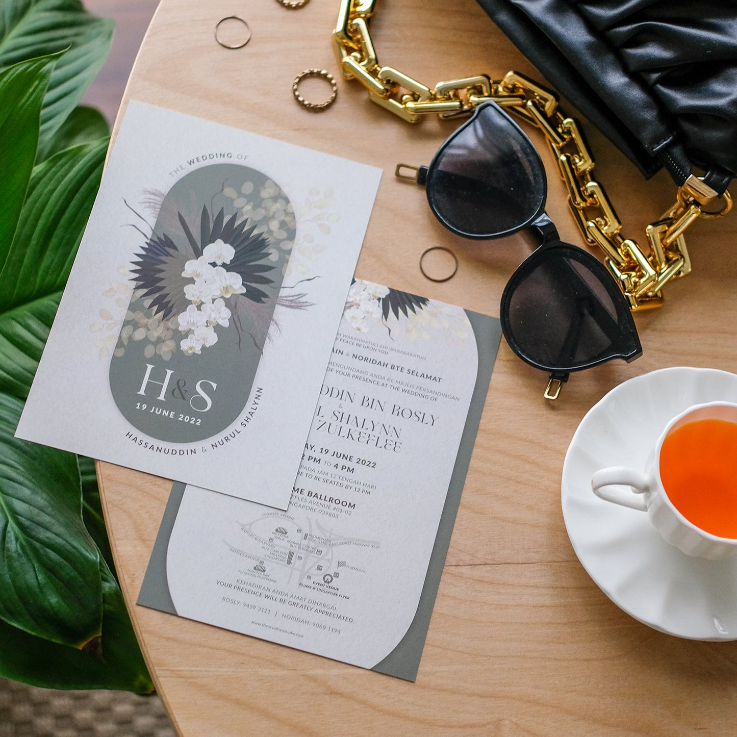 Romantic Pampas in Olive Green Wedding Invitations Suite | Singapore Wedding Card