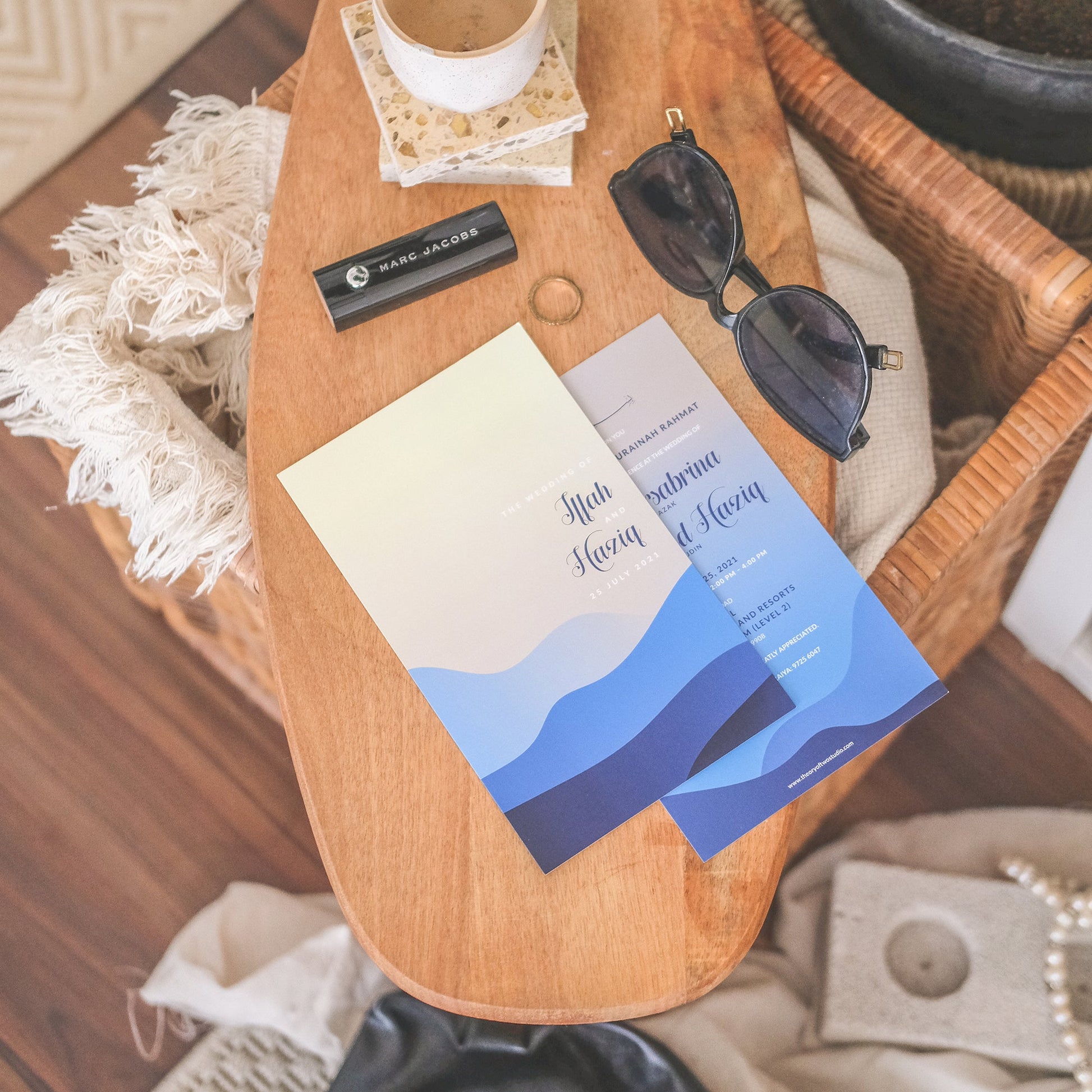 Ombre Blue Modern Wedding Invitations | Singapore Wedding Card