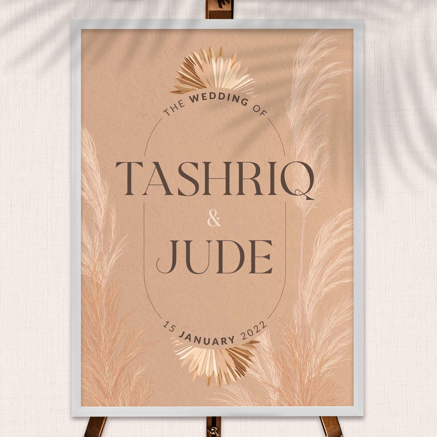 Brown Hues Bohemian Pampas Welcome Board | Wedding Welcome Sign 