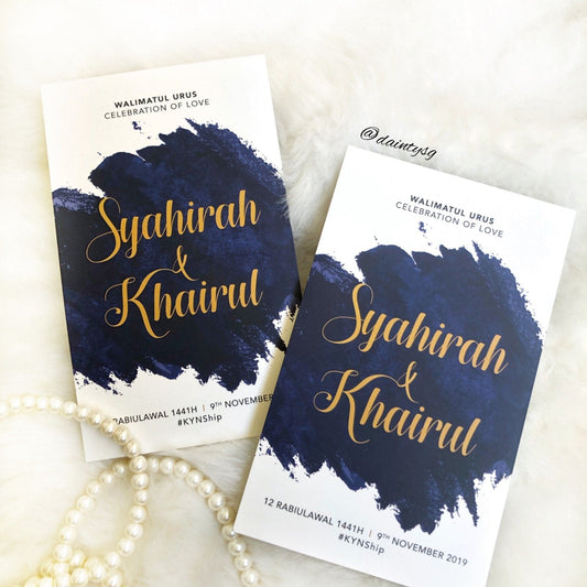 MIDNIGHT BLUE ABSTRACT MODERN WEDDING INVITATION