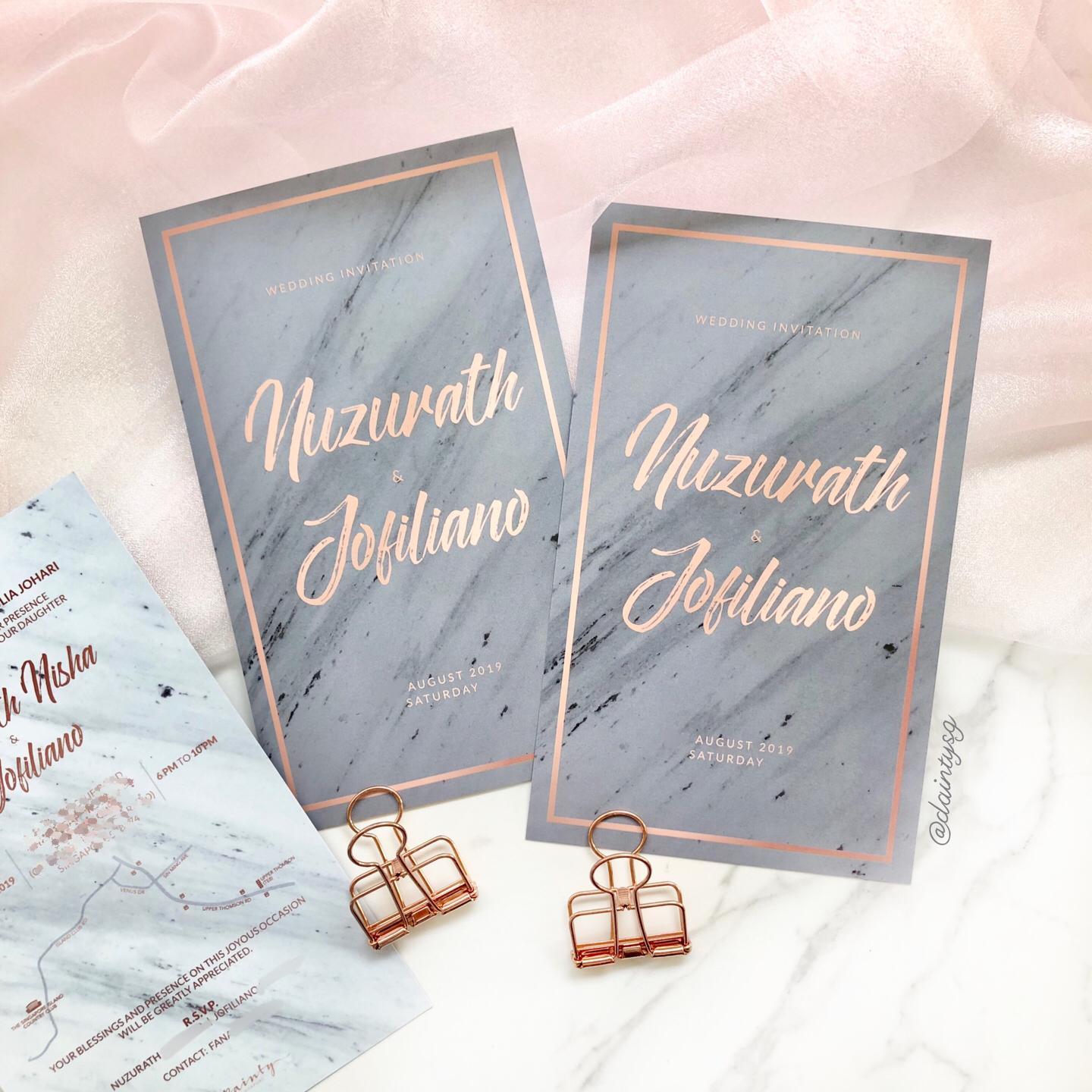 Rose Gold And Charcoal Grey Wedding Invitation | Kad Kahwin SG