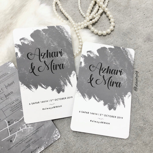 Light Grey Abstract Modern Wedding Invitations | Kad Kahwin SG