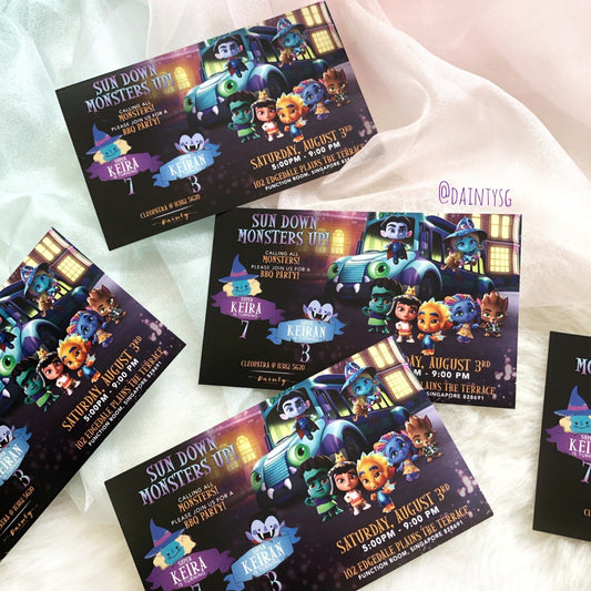 Super Monsters Birthday Invitations. THEORY OF TWO STUDIO is based and shipped from Singapore.