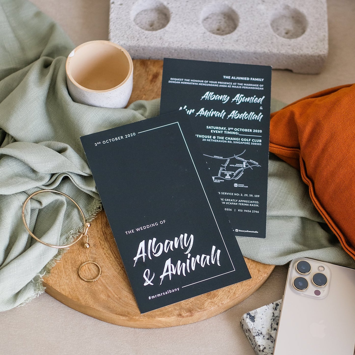 Minimal Black Wedding Invitations | Kad Kahwin Singapore