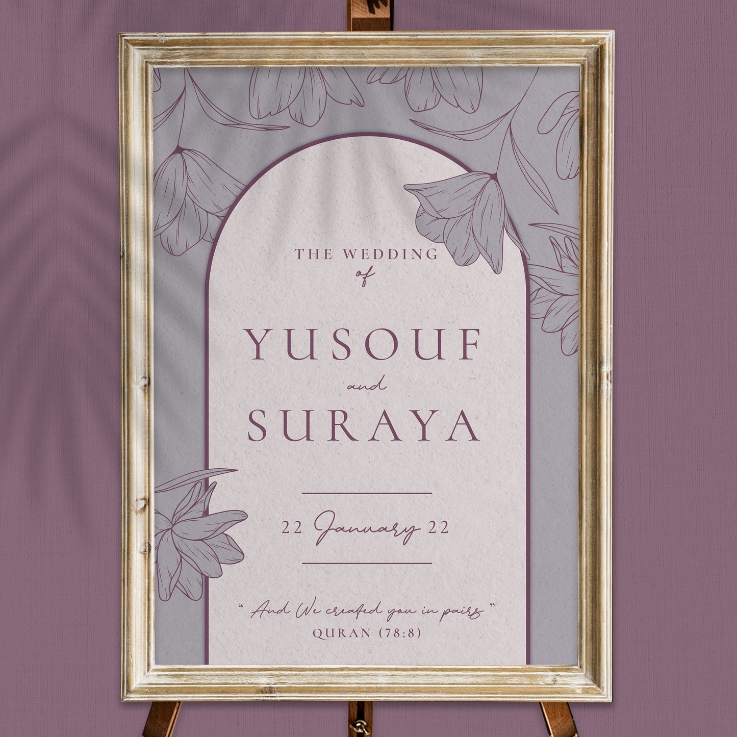 Bloom Hand Illustrated Floral Welcome Board | Wedding Welcome Sign 