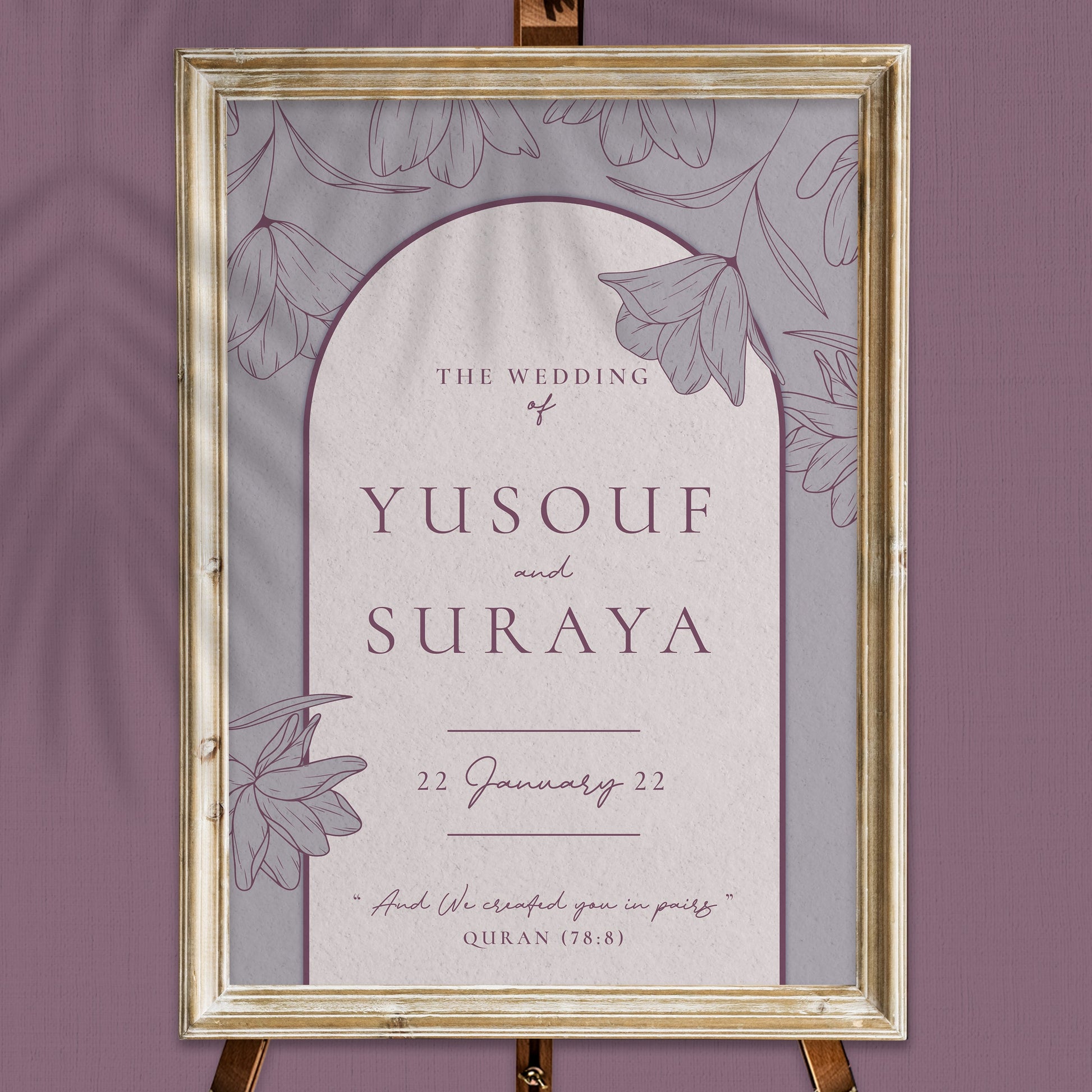 Bloom Hand Illustrated Floral Welcome Board | Wedding Welcome Sign 