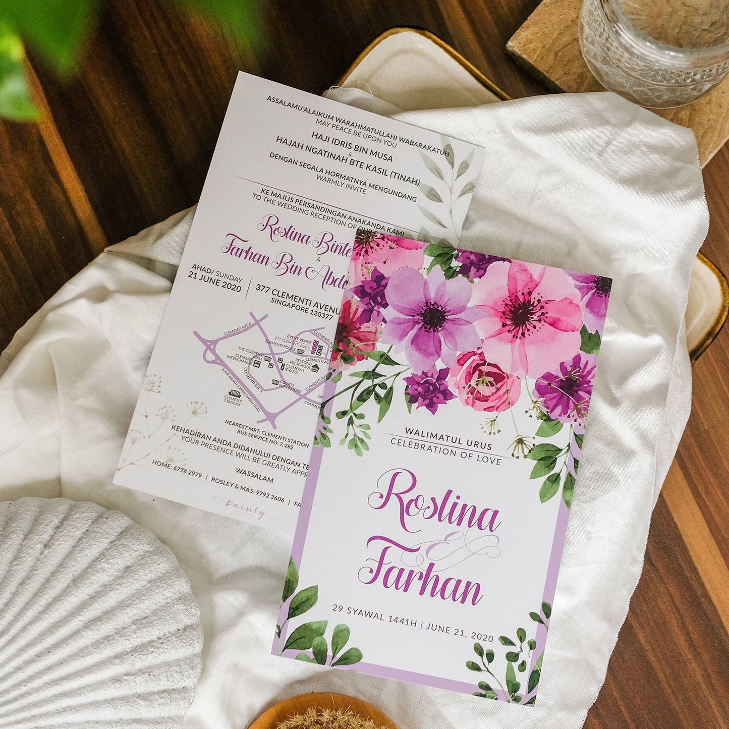 Lilac Watercolor Floral Wedding Invitations | Wedding Card Singapore