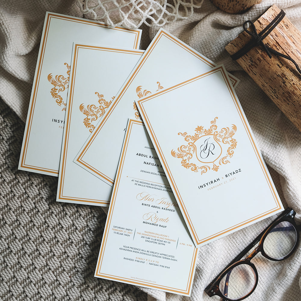 Gold Wreath Traditional Wedding Invitations | Wedding Invitations Singapore
