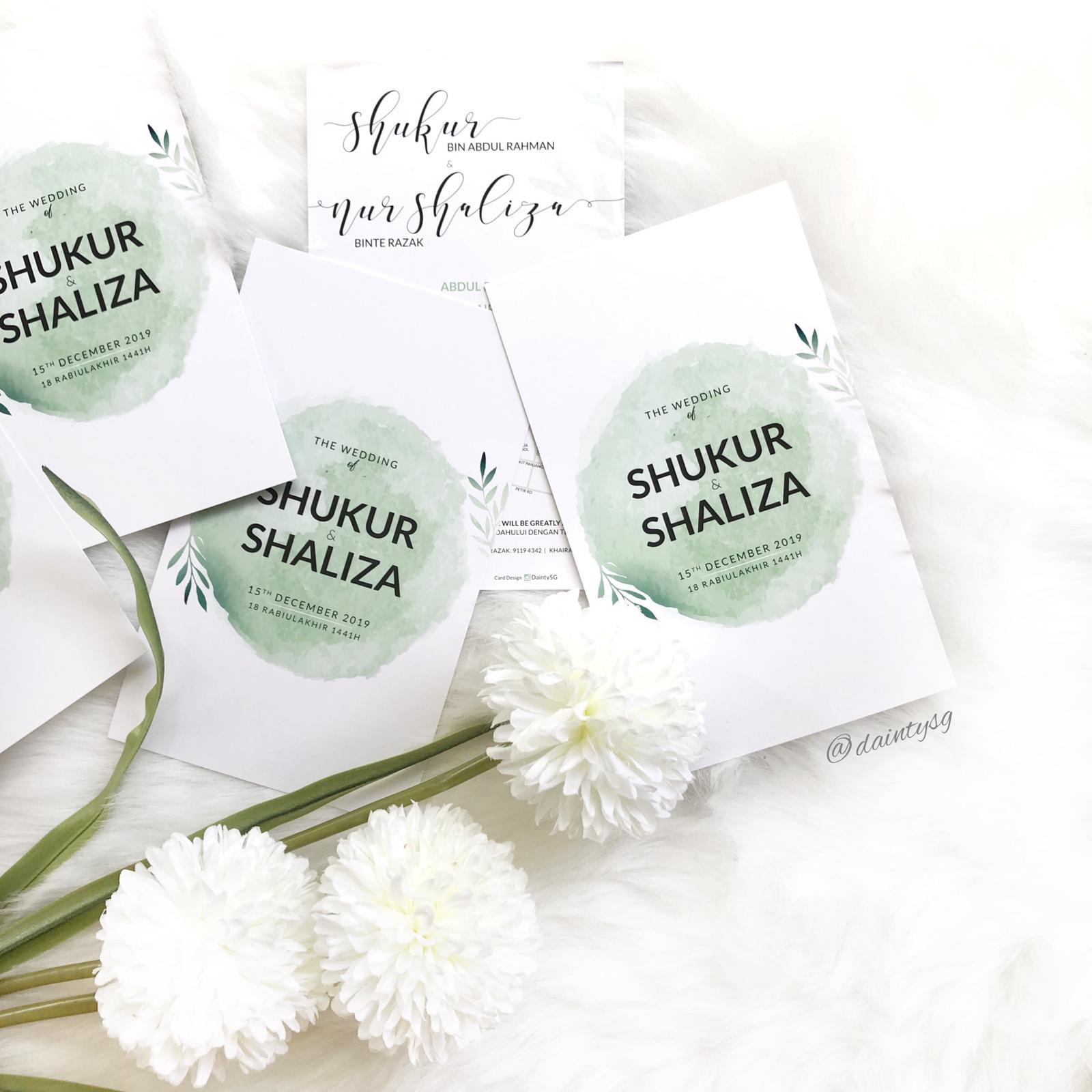 Mint Green Olive Leaves Wedding Invitations | Wedding Cards SG