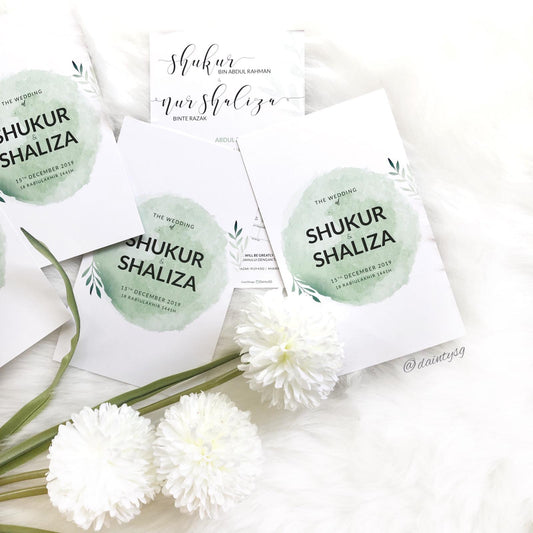 Mint Green Olive Leaves Wedding Invitations | Wedding Cards SG