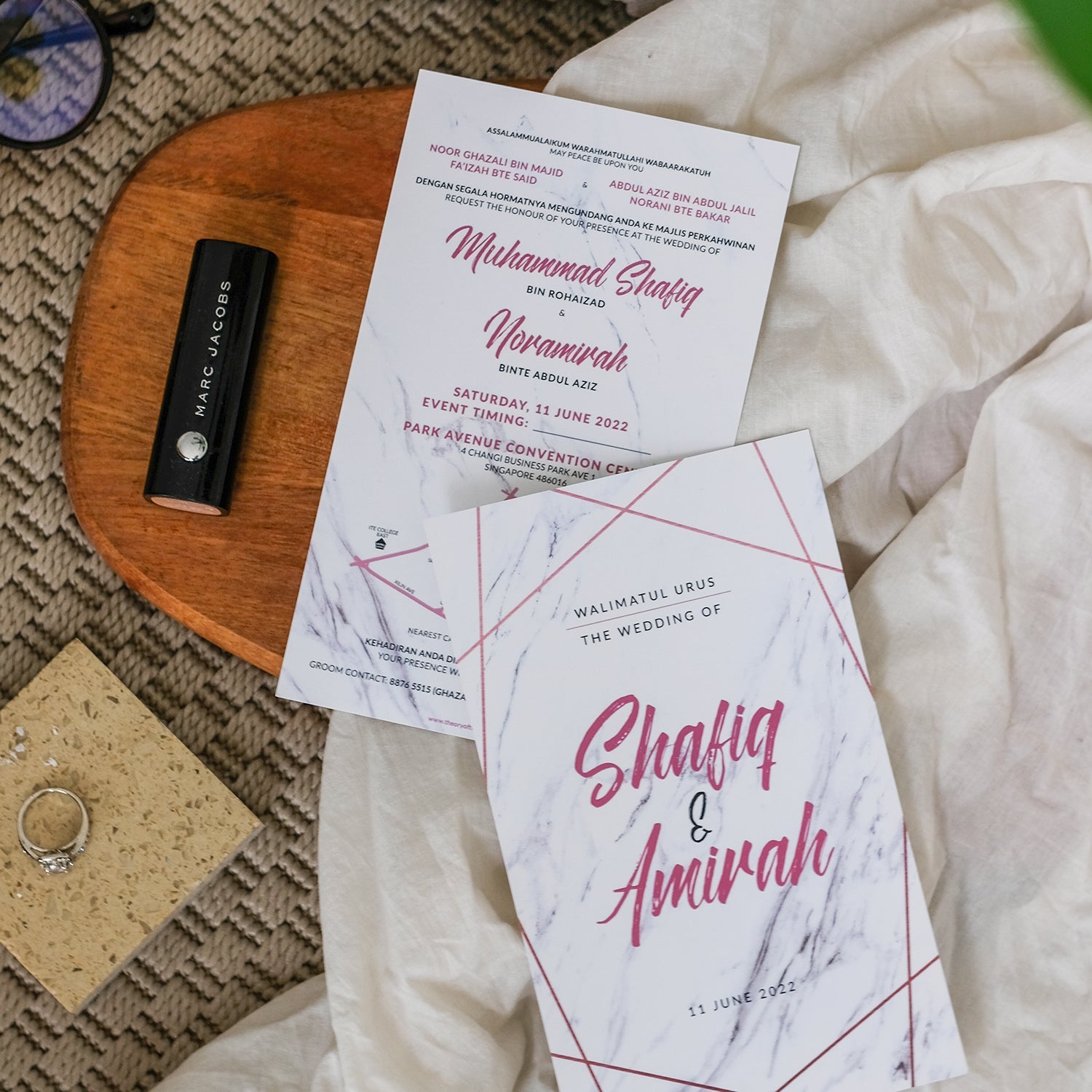 Classic Marble Geometric Wedding Invitations | Kad Kahwin SG