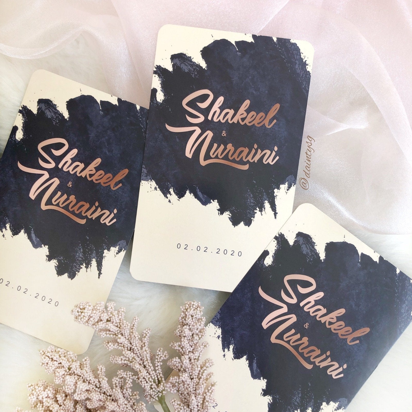 Royal Blue And Ivory Modern Wedding Invitations | Kad Kahwin SG