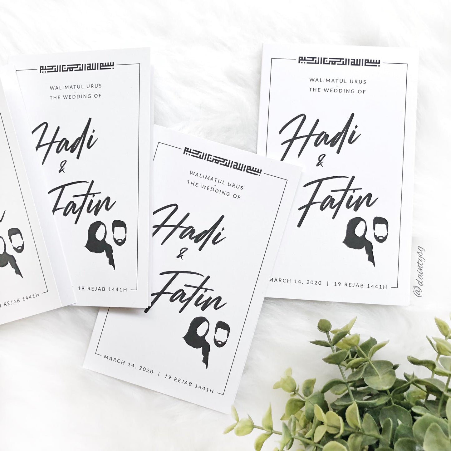 Modern Minimal White And Black Folded Wedding Invitations | Kad Kahwin Singapore