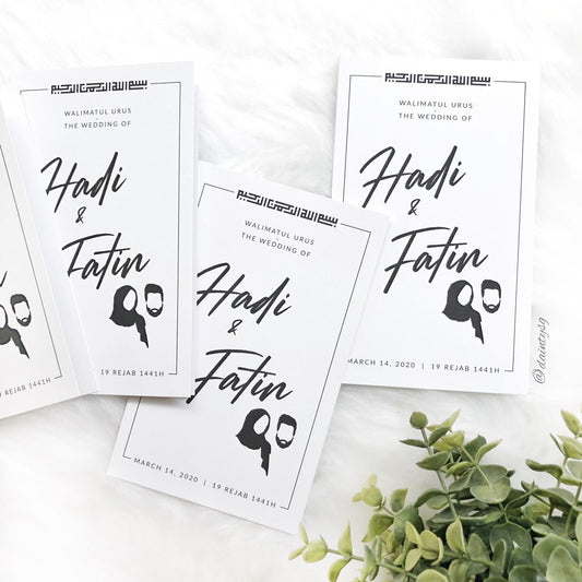 Modern Minimal White And Black Folded Wedding Invitations | Kad Kahwin Singapore