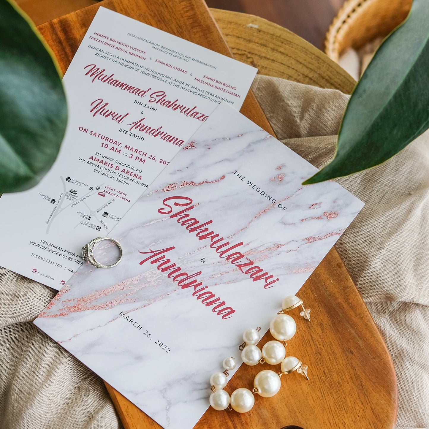 Timeless Classic Marble With Rose Gold Font Wedding Invitations | Wedding Invitations Singapore