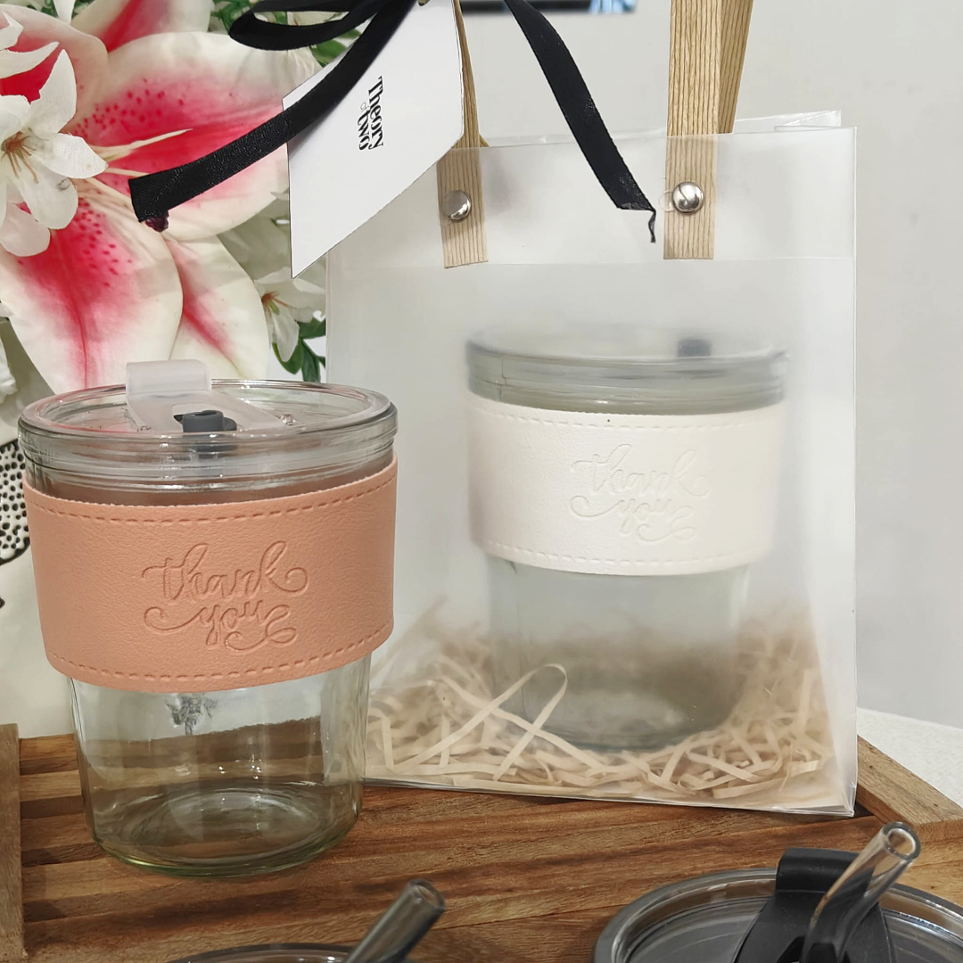 GLASS TUMBLER IN FROSTED BAG