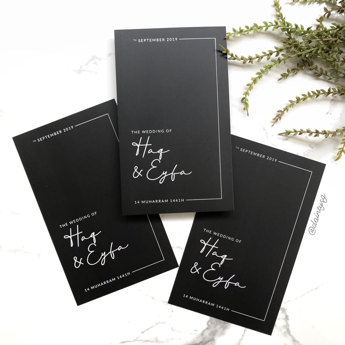 Minimal Black Wedding Invitations | Kad Kahwin Singapore