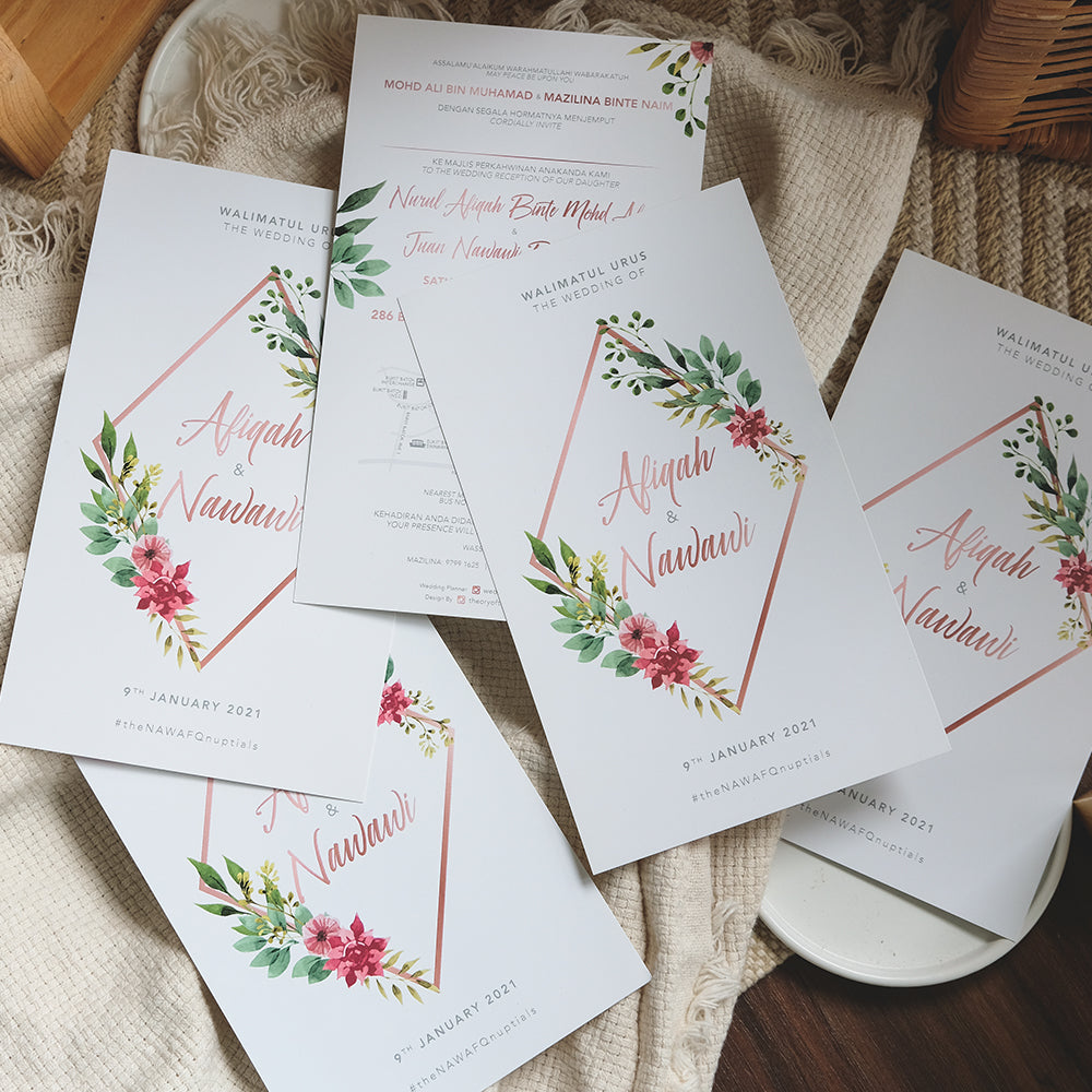 ROSE GOLD EUCALYPTUS GREENERY WEDDING INVITATION