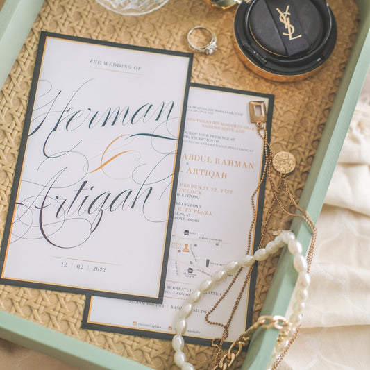 Black And Gold Calligraphy Modern Wedding Invitations | Singapore Wedding Card
