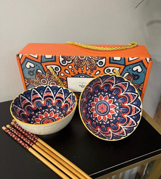 JAPANESE BOWLS (2S) IN MATCHING GIFT BOX WITH CHOPSTICKS