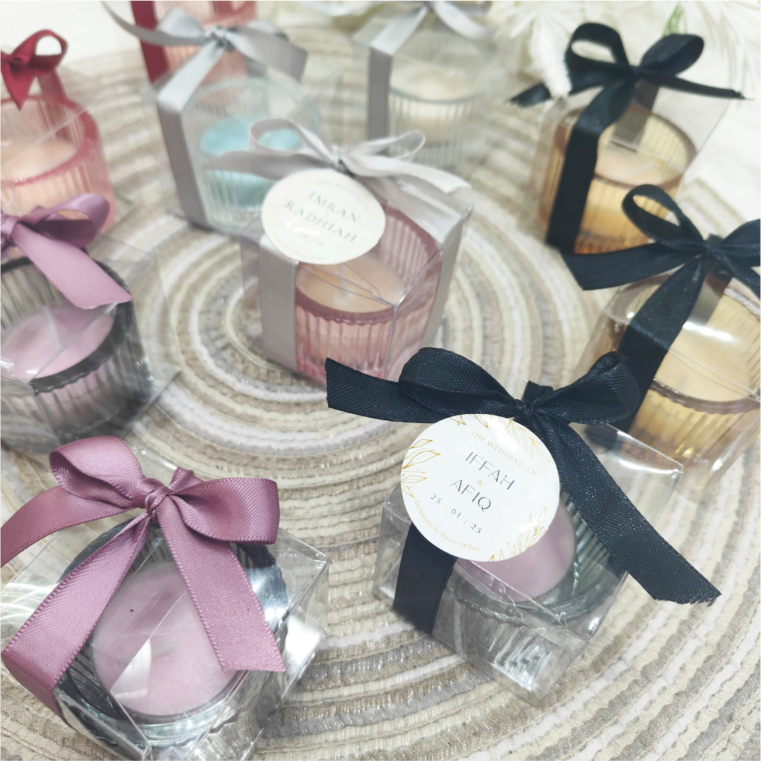 SCENTED TEA LIGHT CANDLE + GLASS HOLDER